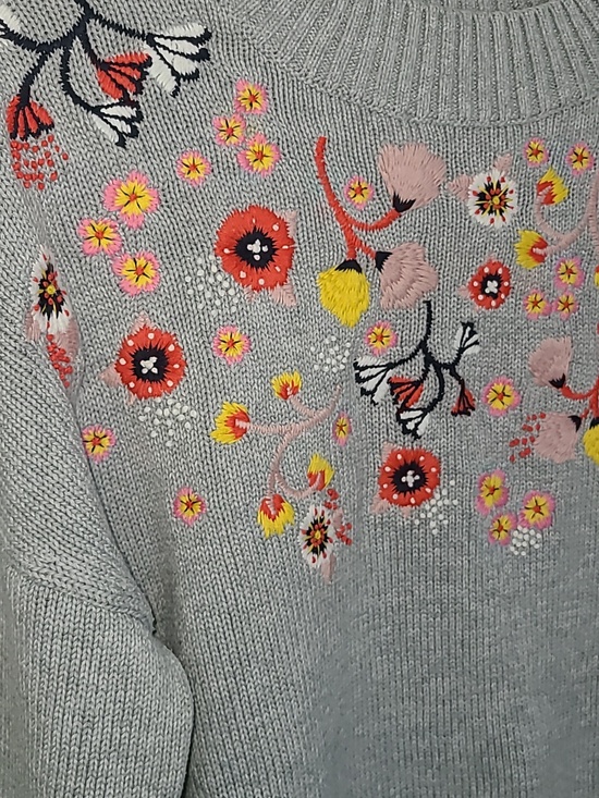 Boden Embroidered Mock Neck Cotton Sweater - Picture 5 of 5